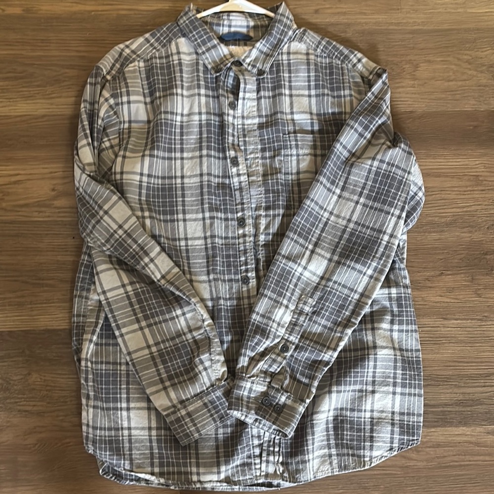 Men’s Colombia Gray Plaid Shirt (Large)